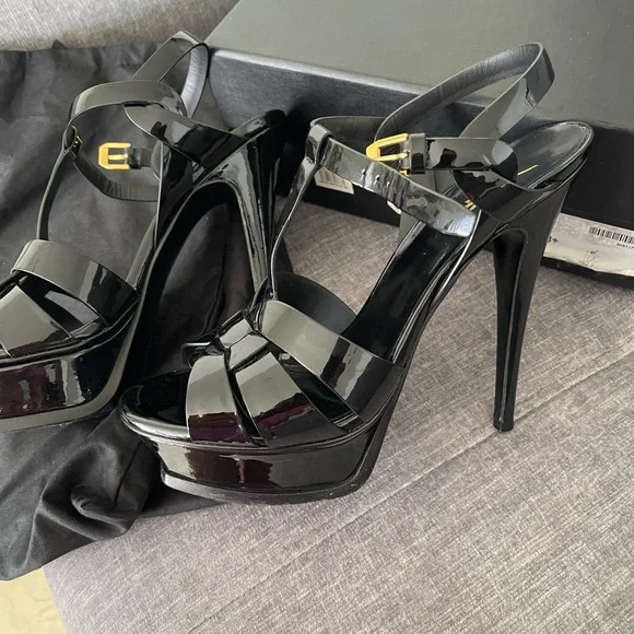 Saint Laurent
Tribute Patent Platform Sandals YSL Heels leather size 8 ysl shoes - Picture 15 of 15